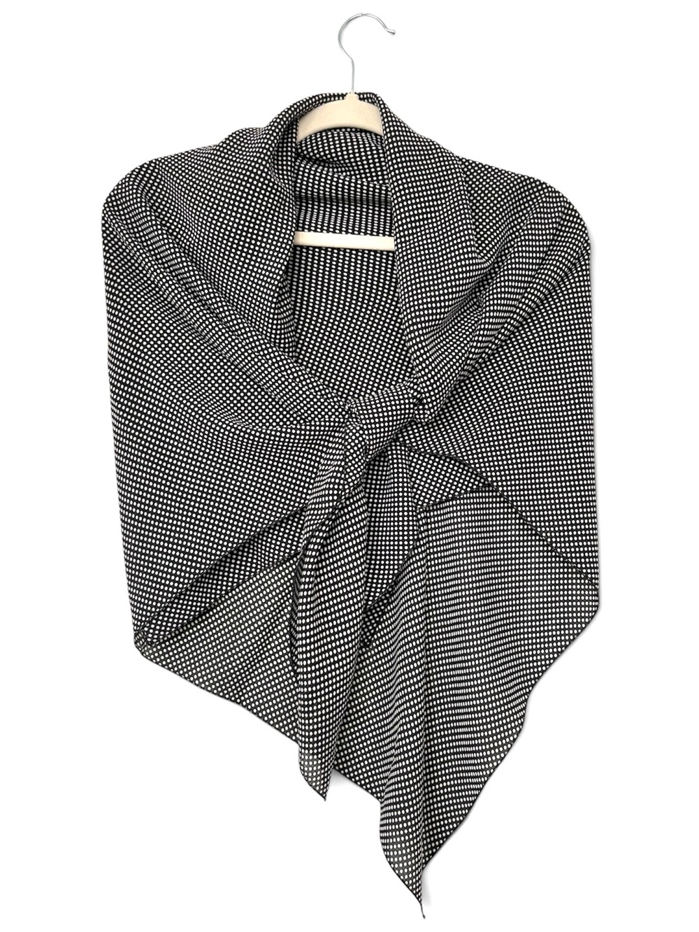 Black and White Polka Dot Wrap Scarf 
42x42”